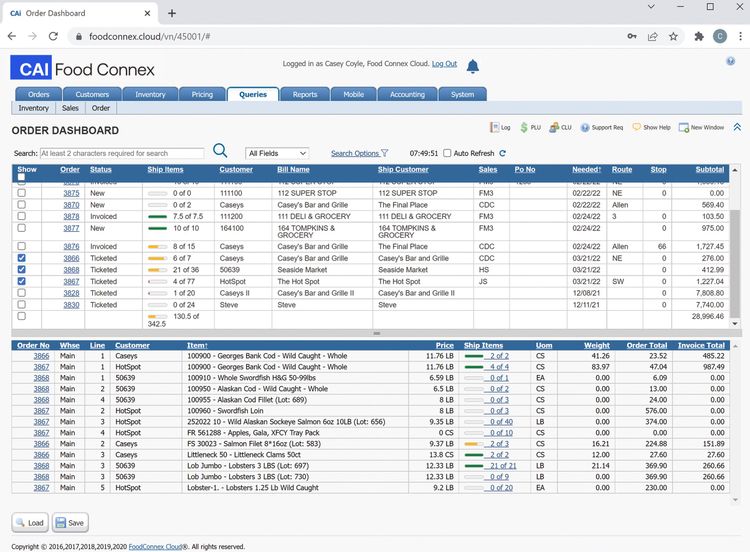 Food Connex Order Management Dashboard