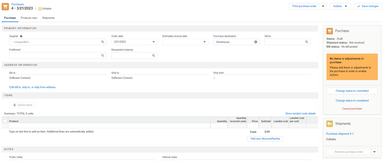 Purchase Order in Finale