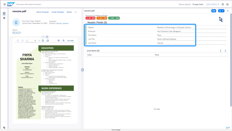 SAP S/4HANA Document Information Extraction