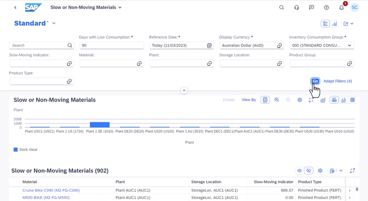 SAP S/4HANA Slow or Non-Moving Materials App