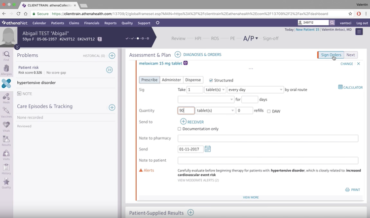 athenaOne Assessment and Plan Module