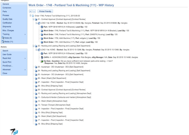 WIP History Bluestreak MES Software