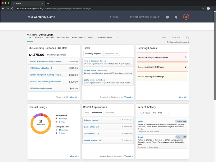 Buildium Manager Dashboard