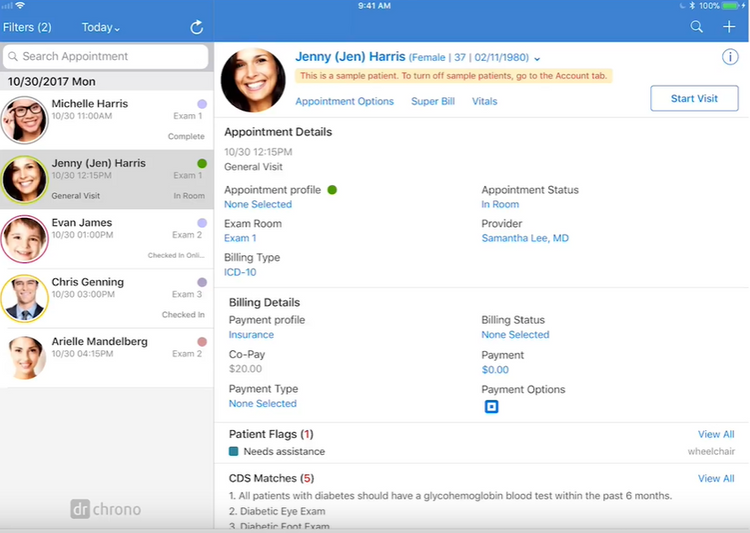 DrChrono EHR Patient Information Medical Practice Management Software