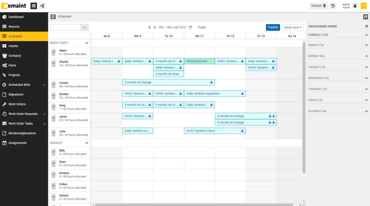 eMaint CMMS Maintenance Scheduling Calendar