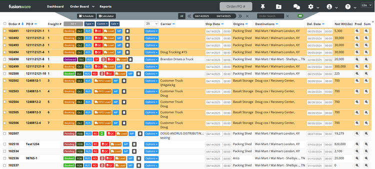 Fusionware Order Board