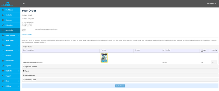 InfoFlo Print New Order