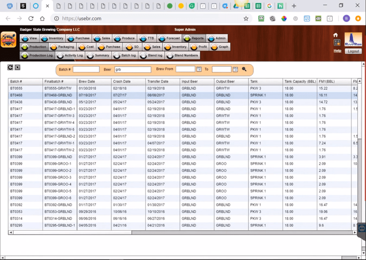 BeerRun's Production Log