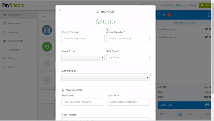 One-time payment in PaySimple