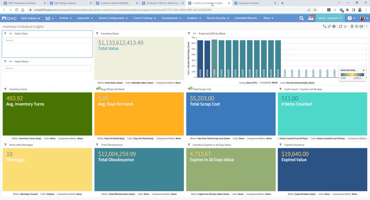 Inventory Contextual Insights in QAD Adaptive ERP
