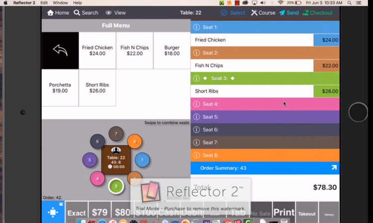 Taking an order with TouchBistro