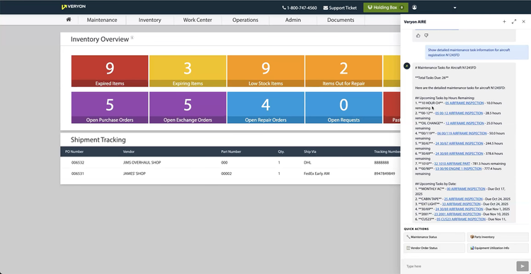 Veryon MRO Work Order Inventory